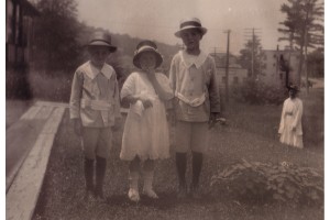 Larry Losee, Irene Fraleigh, and John Losee at Saranac Lake c. 1918