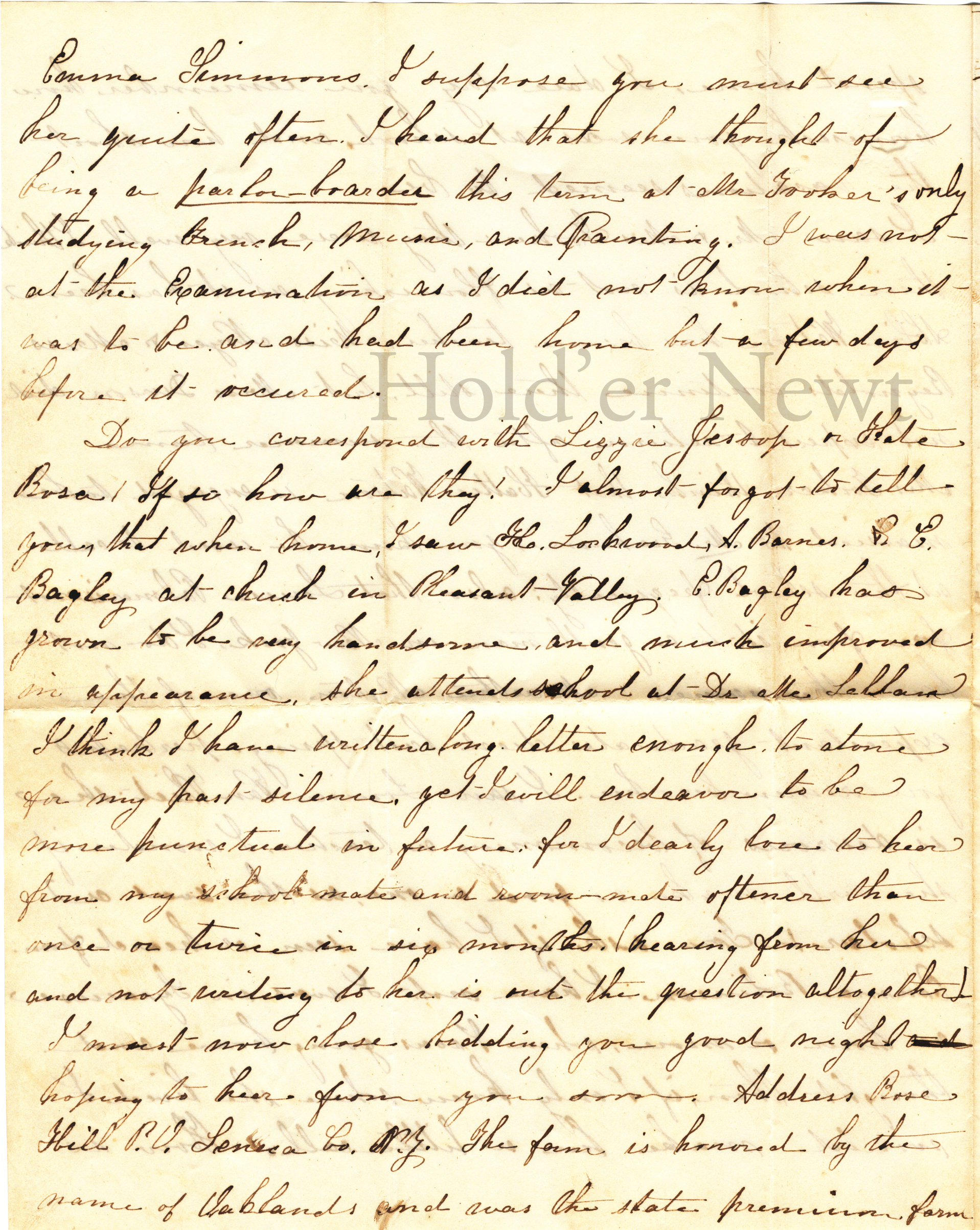 P4 From Almira Culver, Rose Hill, NY, 15 Sep 1855