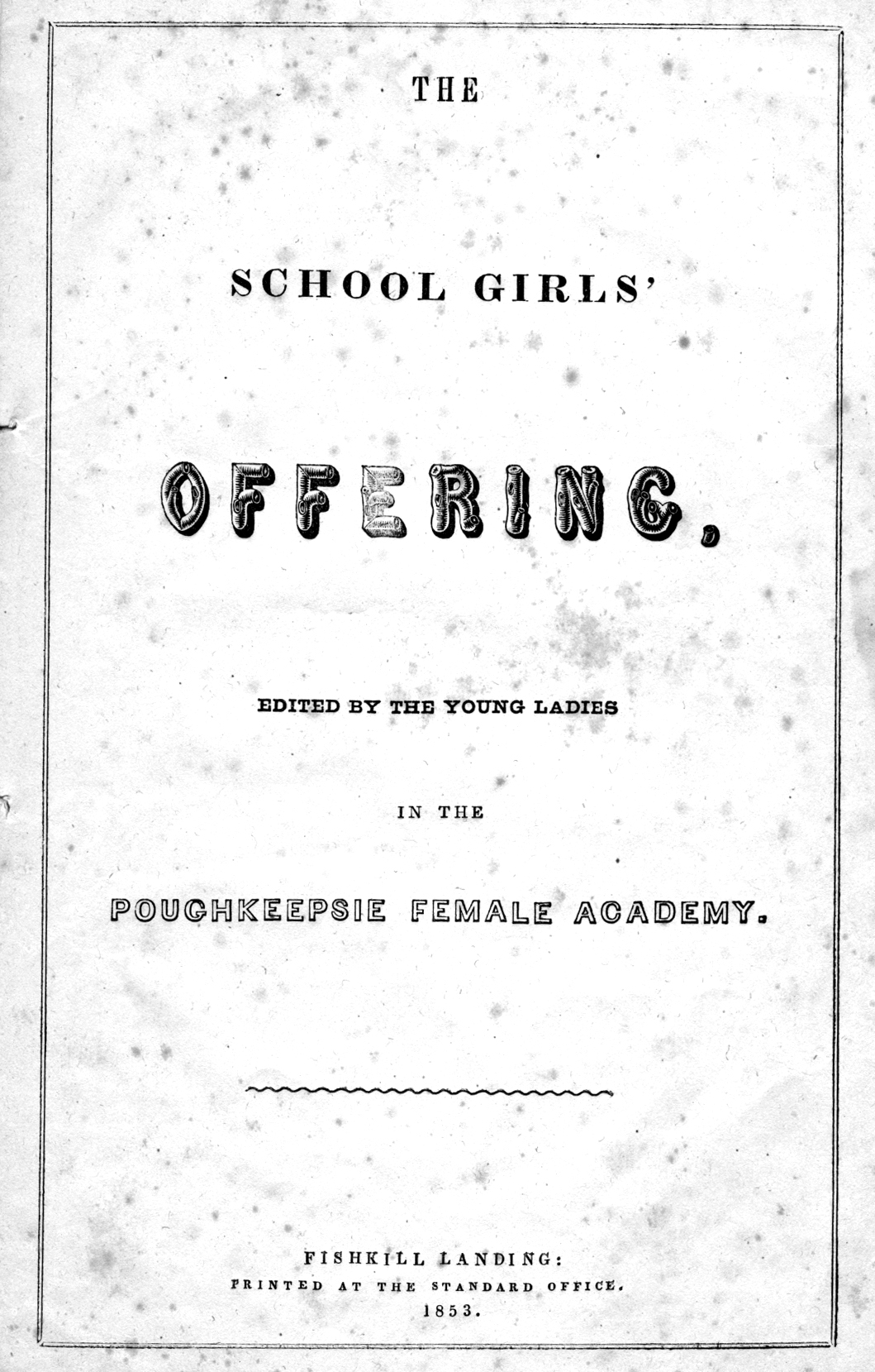 Poughkeepsie Female Academy program 1853